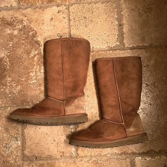 UGG Classic Tall Chestnut Sheepskin Shearling Boots - Picture 3 of 5